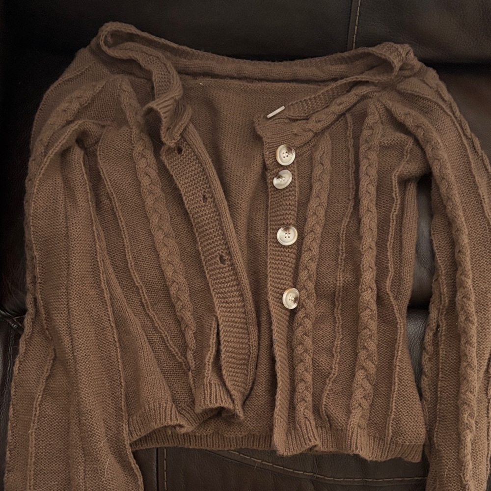 Brown Cable Knit Sweater